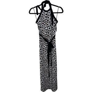 Diane von Furstenburg DVF Target Halter Tie Neck Poppy Knit Midi Dress Size XS